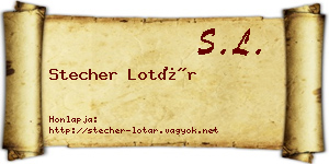 Stecher Lotár névjegykártya